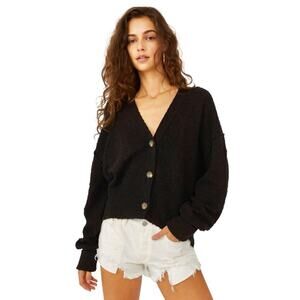 Women’s Free People Black 'Found My Friend Cardi' Size S Boho Oversized Comfy